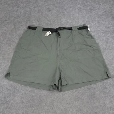 Fashion Bug Shorts Womens 24W Green Belted High Rise Plus Pockets Hot Pants - Image 1 of 4