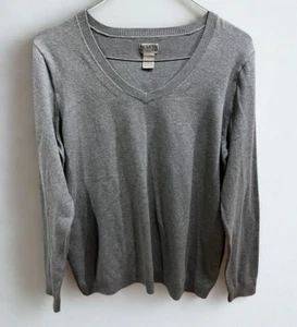 Duluth Trading Sweater Mens Large Gray V Neck Long Sleeve Pullover Preppy Casual - Picture 1 of 5