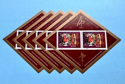 1998 Canada Zodiac Lunar Year Tiger Miniature Sheet Stamp (1 Lot 5 Sheets) Offer - Image 1 of 3