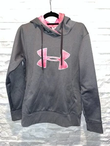 EUC Women's UNDER ARMOUR Storm Coldgear Hoodie Breast Cancer Gray Pink M - Picture 1 of 8