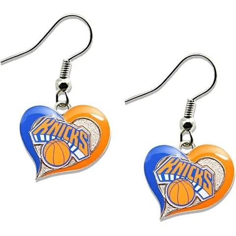 New York Knicks Heart Swirl Earrings, NBA Licensed Cover