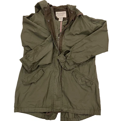 American Rag Womens Utility Jacket Olive Green Large Full Zip Roll Tab Sleeve - Image 1 of 4