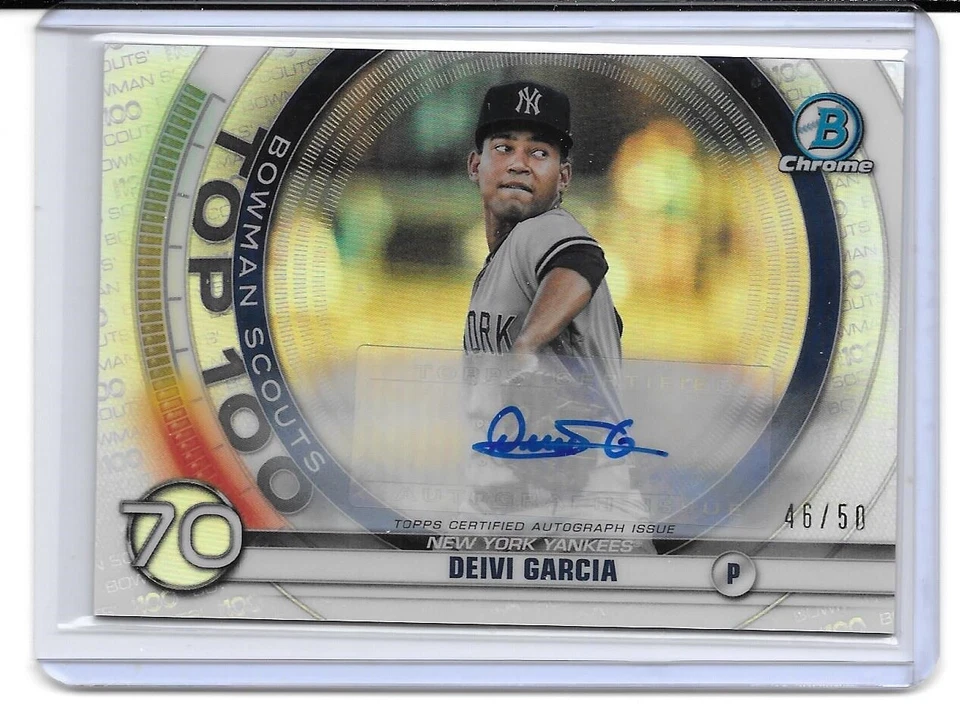 2020 Bowman Chrome Scouts Top 100 Auto #70 Deivi Garcia RC/50 - Image 1 of 1