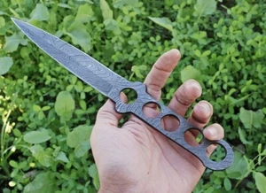 12' Handmade Damascus steel  Hunting Dagger double edged knife fingers hole x-63 - Picture 1 of 3