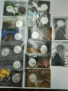 New Zealand - 2004 to 2020- Silver $1 BU- 17x 1 OZ Kiwi Series coins!!! Rare - Picture 1 of 11