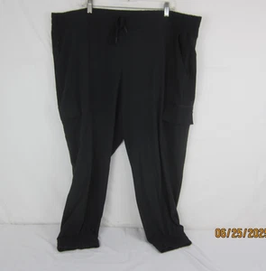 All In Motion Women's Mid Rise Flex Woven Tapered Cargo Joggers Black 2X - Picture 1 of 12