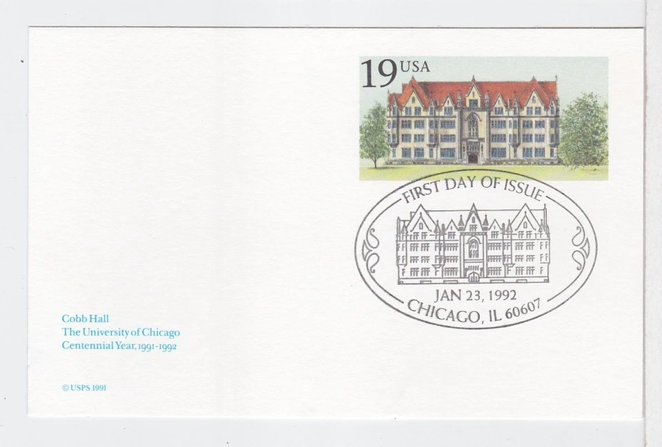 TurtlesTradingPost- Cobb Hall University of Chicago 1992 #UX160 FDC - Image 1 of 1
