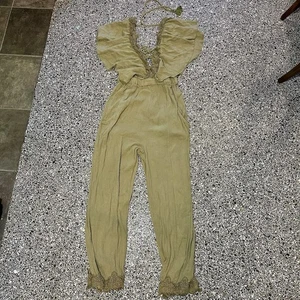 Bali Rolling Dunes Jumpsuit Spitze Rüschen Träger Boho S vorne und hinten offen - Bild 1 von 6