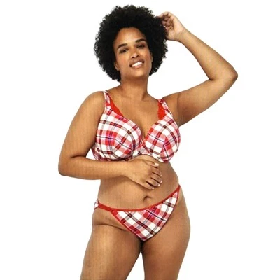 Bikini elástico a cuadros Lane Bryant rojo y blanco talla 1X 18 20 nuevo con etiquetas Foto 1 de 4