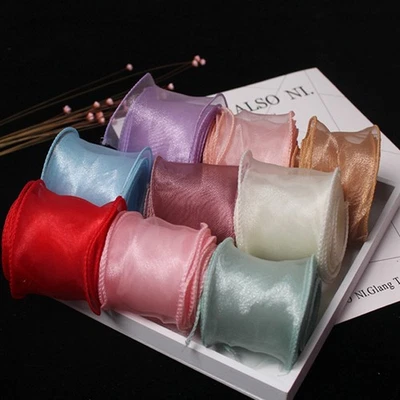 10 Yards Sheer Wired Organza Ribbon 2" Chiffon Edge Tulle Ribbons for Gift Wrap - Image 1 of 4