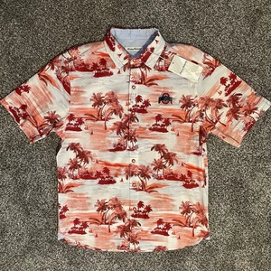Ohio State Buckeyes Tommy Bahama Hawaiian Floral Print Button Up Shirt Medium - Picture 1 of 9
