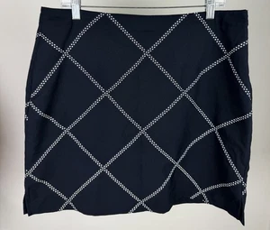 EP Pro Golf Skort Womens 14 Navy Blue Diamond Checkered Polka Dot Ribbon Lined - Picture 1 of 8