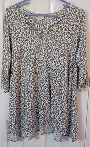 Damen grau*weiß gesprenkeltes Tunika T-Shirt - 3/4 Arm - Stretch - Large - Bild 1 von 3