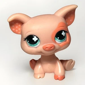 Littlest Pet Shop Authentic LPS #1220 Pig Pink Blue Eyes Polka Dot Ears 2006 - Picture 1 of 5