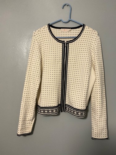 Tory Burch Vestito Giacca L Large Nero e Bianco Maglia Zip