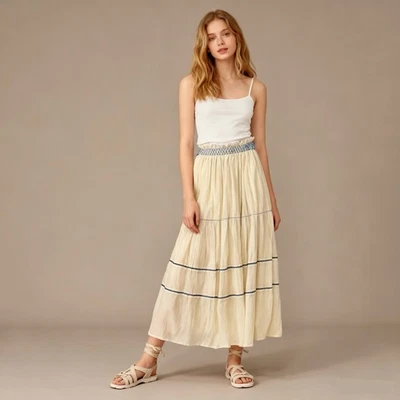 $385 NUEVO SIN ETIQUETAS See by Chloé Maxi Falda Bordada Blanco Talla 36/M Pull-On Foto 1 de 4