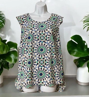 Blusa Mujer Merona Diseño Geométrico Multicolor Sin Mangas Poliéster Talla M Foto 1 de 4