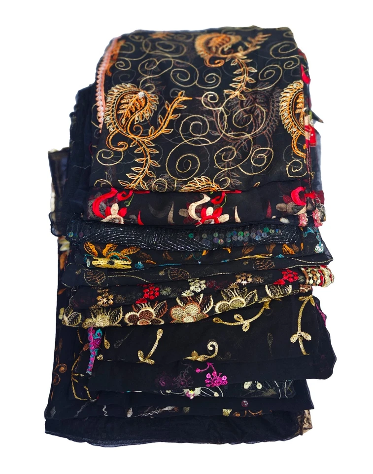 Venta al por mayor Lote de 5 bufandas envolventes Dupatta Hijab vintage de un solo color india Foto 1 de 1