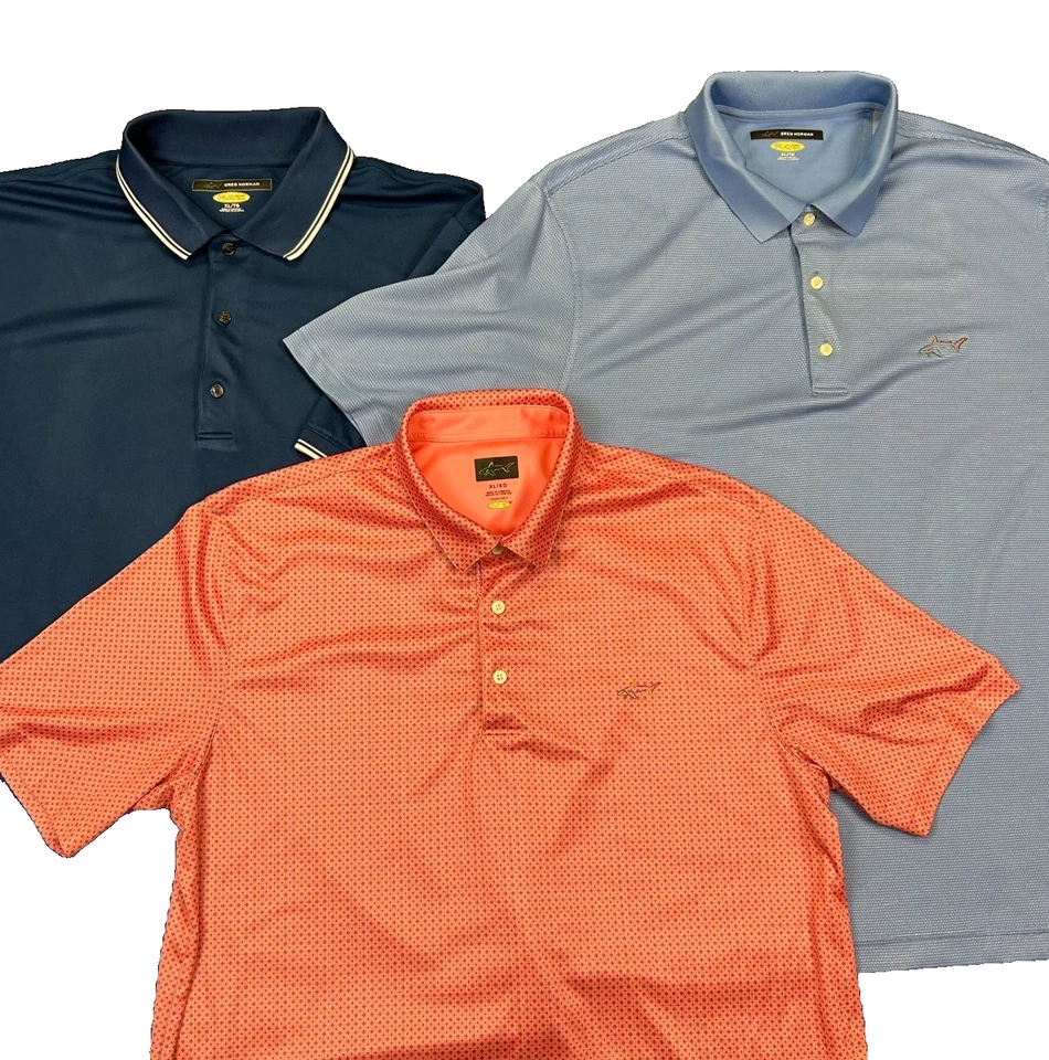Lote Polo Greg Norman Play Dry Golf Azul Rojo Coral Para Hombres XL Rendimiento Foto 1 de 4