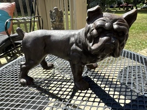 Vintage Antik Hubley? Englische schwarze Bulldogge Gusseisen Hundebank Türstopper - Bild 1 von 9