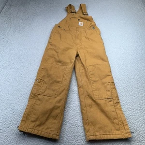 Carhartt Overalls Boys 6 24x20 Bib Double Knee Pants Duck Canvas Workwear Lined - Picture 1 of 15