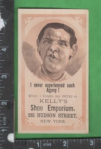 E808 Kelly’s Shoe Emporium trade crd 281 Hudson St New York City twisted in pain - Bild 1 von 2