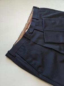 🇮🇹 Pantalones de vestir de lana plisados delanteros azul medianoche Cianni Cellini para hombre 39x29  - Imagen 1 de 7