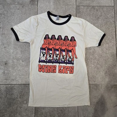 Booby Trap Wine Lips Music Band Ringer T Shirt Sz S Streetwear HTF - Image 1 of 4