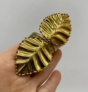 Set 12 Vintage Brass Birch Leaf Napkin Rings Tree Leaves Grannycore Boho Dining - Picture 1 of 7