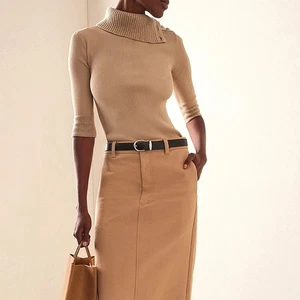 Nuevo con etiquetas $450 Suéter Proenza Schouler Daxton Tejido Acanalado Cuello Alto Talla Mediana - Imagen 1 de 14