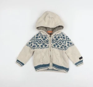 Ben Sherman Unisex Baby Hooded Knit Jacket Beige 6-12 Months - Picture 1 of 12