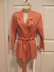 new in pkg 100% cotton salmon trench coat jacket made in USA SIZE MEDIUM 