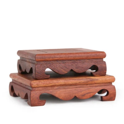 Soporte de exhibición cuadrado Annatto talla de madera pedestal quemador de incienso base arte artesanal Foto 1 de 4