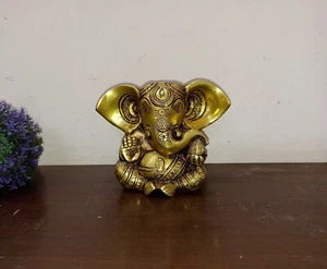 Sitzende Ganpati Idol Messing Ganesha Statue Haus und Büro Tischdeko AJ179 - Bild 1 von 12