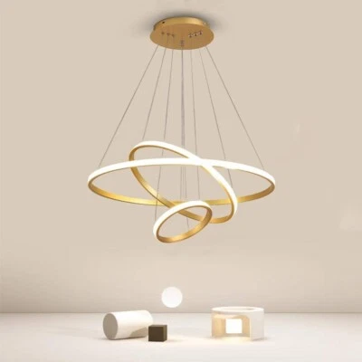 lampadario a sospensione 3 Cerchi Inclinabili Oro IP20 Per Camere Ingresso - Immagine 1 di 4