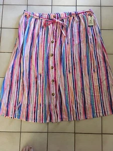 Terra & Sky Womens Plus Size Skirt Multicolor Stripe Maxi Button Front Size 1X - Picture 1 of 4