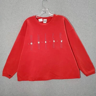 VINTAGE Guess By Georges Marciano Women Sweater OS Red Logo Graphic 80s USA READ - Image 1 of 4