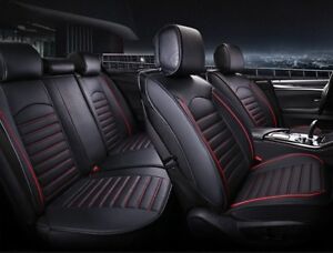 Universel Haute Qualité Luxe Noir Rouge PU Cuir Set Complet Voiture SUV Housses