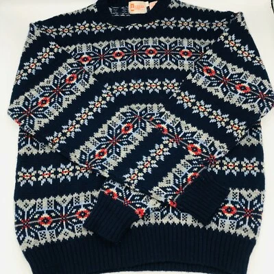 Suéter Vintage Marca India Para Hombre Azul Nórdico Grande Esquí Invierno Años 60 70  Foto 1 de 4