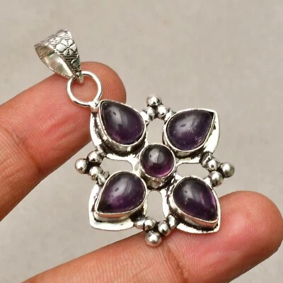 Ciondolo gioiello fatto a mano in argento sterling 925 con pietra preziosa am... - Immagine 1 di 4