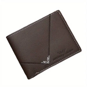 2 x Mens Faux Leather Wallet with Card Slots - BLACK / DARK BROWN - Picture 1 of 4