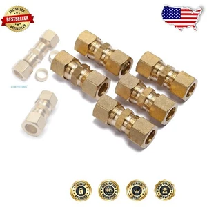 Durable 7/16 OD Brass Compression Union Fittings, 20-Pack for Versatile Use - Picture 1 of 4