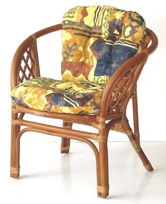 Sillón Bahama ECO Hecho a Mano Ratán Natural Mimbre ECO con Cojines, Coñac Foto 1 de 4