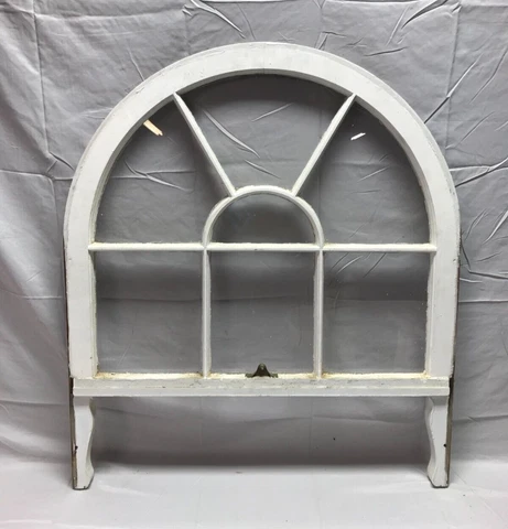 Antique 7 Lite Arch Top Transom Window Sash 31x36 Drop Corbels Old VTG 570-23B Cover