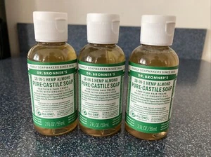 Set Of 3 (three) Dr Bronner's Almond Scent Pure-Castile Soap 2 oz Ea - Picture 1 of 2