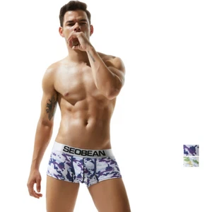 New Seobean Men's Camo Sexy Underwear Cotton Low Waist Breathable Boxer Briefs - Picture 1 of 12