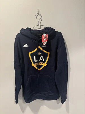 全新 男式 LA Galaxy Adidas 连帽衫 MLS 蓝色运动衫 — 第 1/3 张图片