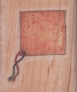 timbro corda e straccio cabana timbro gomma montato su legno 2 1/2 x 2" spedizione gratuita - Foto 1 di 2