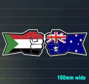 Australia Sudan Proud Sudanese fist Decal Sticker Pride Flag Fists - Picture 1 of 4