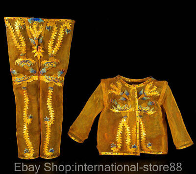 64  Old China Filigree Dynasty Palace Empress Phoenix Golden Silk Armour Set • 3,826.60$